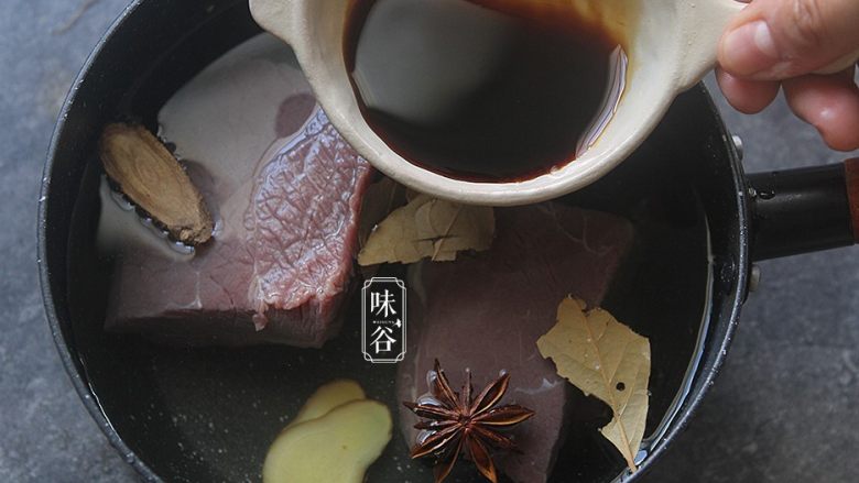 麻辣手撕牛肉,倒入<a style='color:red;display:inline-block;' href='/shicai/ 788'>生抽</a>和一小匙盐,大火煮开;