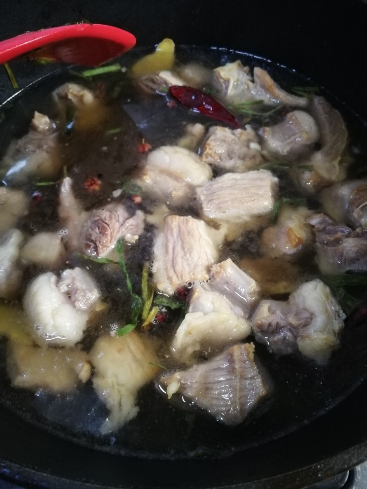 番茄🍅牛腩煲,加入开水后烧开,加盖小火炖一小时不到点。
