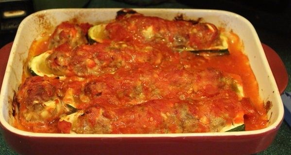 栉瓜镶肉Stuffed Zucchini,烤好40分钟，取出烤皿