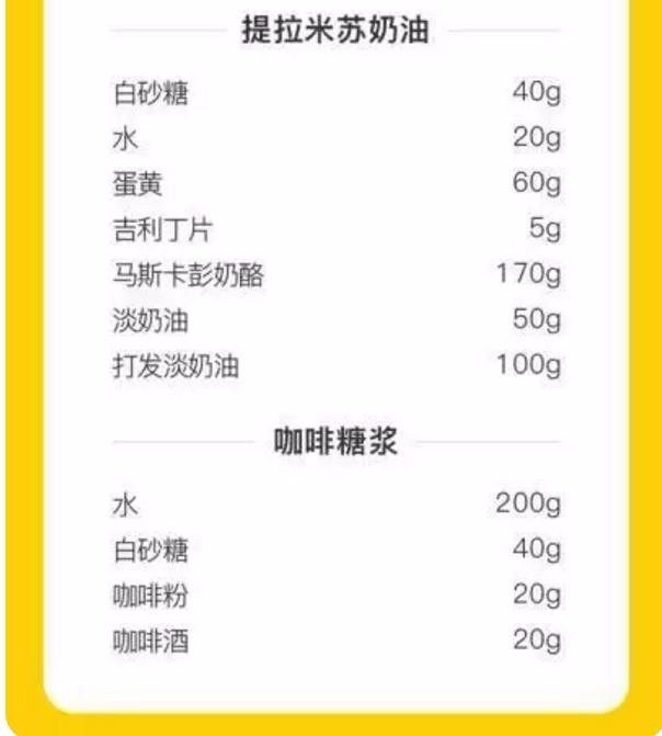 米其林私藏提拉米苏,材料2