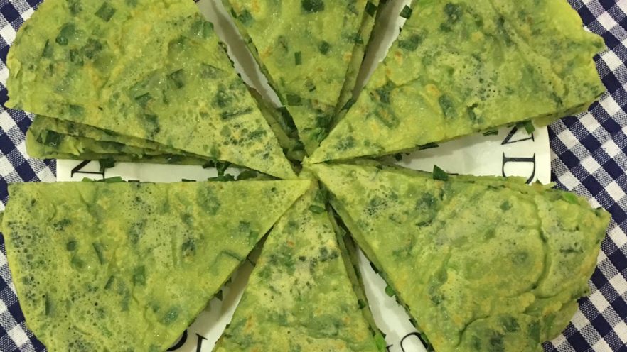 青汁鸡蛋韭菜饼