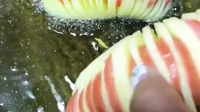 风琴土豆,锅里油温6成热的时候,下锅炸熟