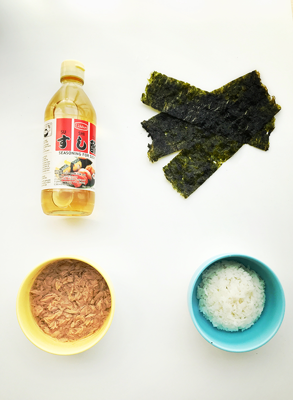 #明天吃什么?#吞拿鱼饭团便当,原料图