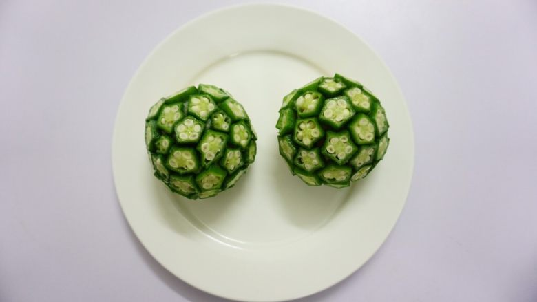 秋葵薯泥球,成功!!准备摆盘~