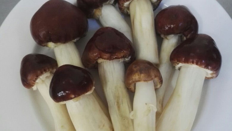 鲜芦笋炒松茸菌,新鲜的松茸菌(人工培育)