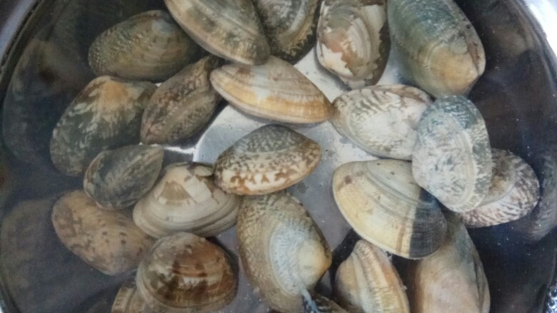 花蛤瘦肉苦瓜酿,时间有限,直接烫使其开壳