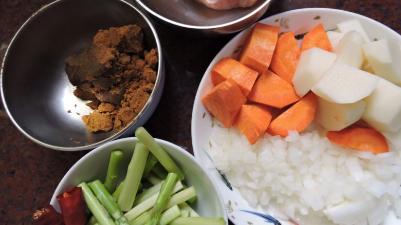 蘆筍咖哩烏龍麵,食材