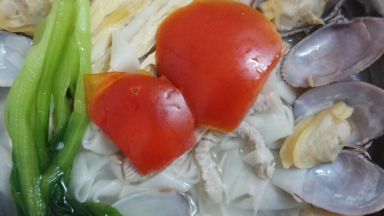 花蛤肉丝鸡蛋面,嘿,开吃啦!