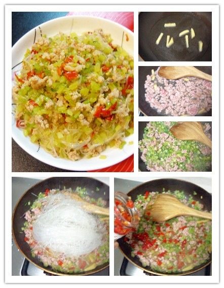 红绿小清新—剁椒芹菜炒粉丝