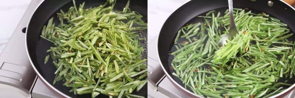 一道简单的不能再简单的小炒,竟然这么好吃!,煮开后一分钟迅速捞出沥干水分