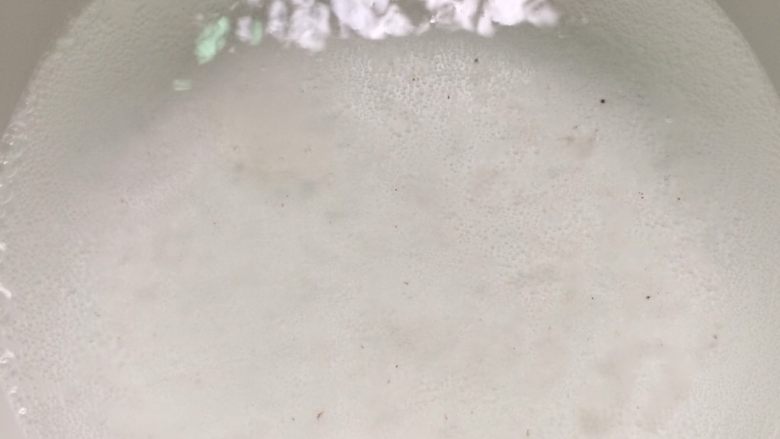 养颜木瓜炖雪燕,雪燕倒入搪瓷锅里,加入水,慢火煮开。