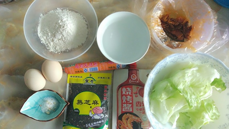 家庭版简易鸡蛋卷饼，双蛋青菜营养版,准备材料