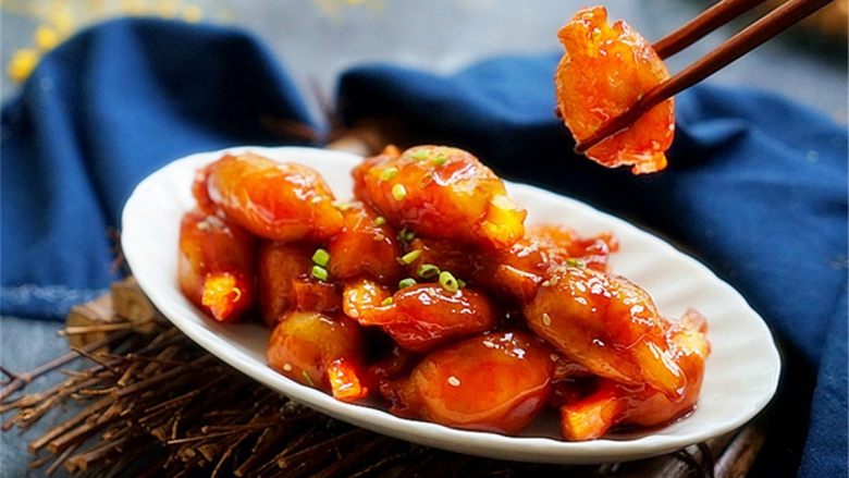 果子版开胃的素糖醋排骨,最后来个习惯性特写,诱惑大家一下,好美味,快来品尝哦