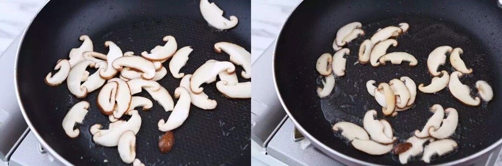 这就是大街上5-15元一份的炒饭?吃的是情怀也是简约,热锅起油,又不要太多,先煎香香菇片,煎至两面微微焦黄