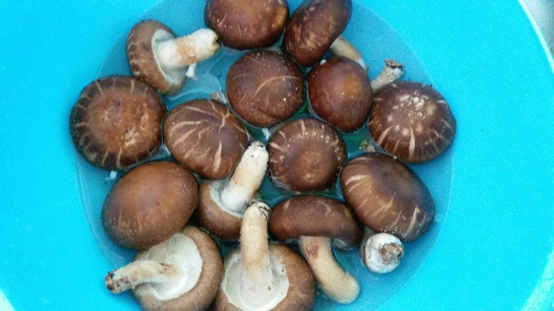香菇肉丸(可蒸可烤),开始洗香菇了,香菇洗干净后,挤干水份去把