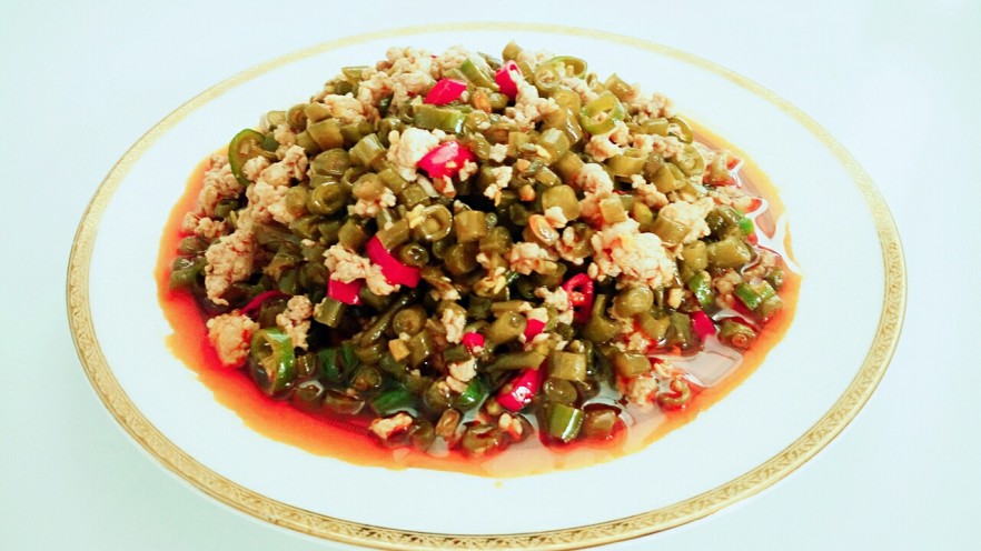 红油泡豇豆炒肉末
