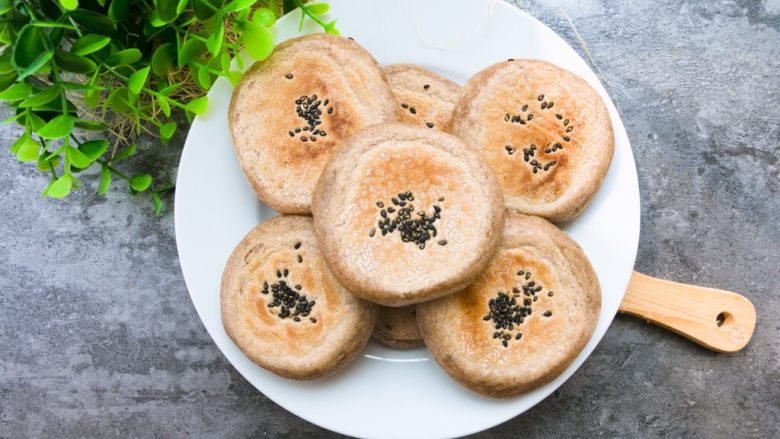黑麦糯米芝士肉松饼(少油少糖,粗粮细吃),成品1
