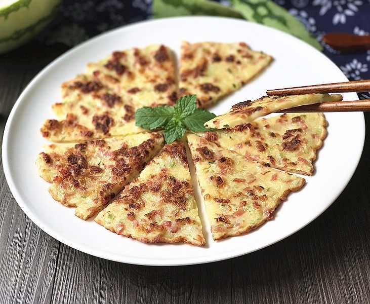 西瓜皮火腿鸡蛋饼,真的好美味