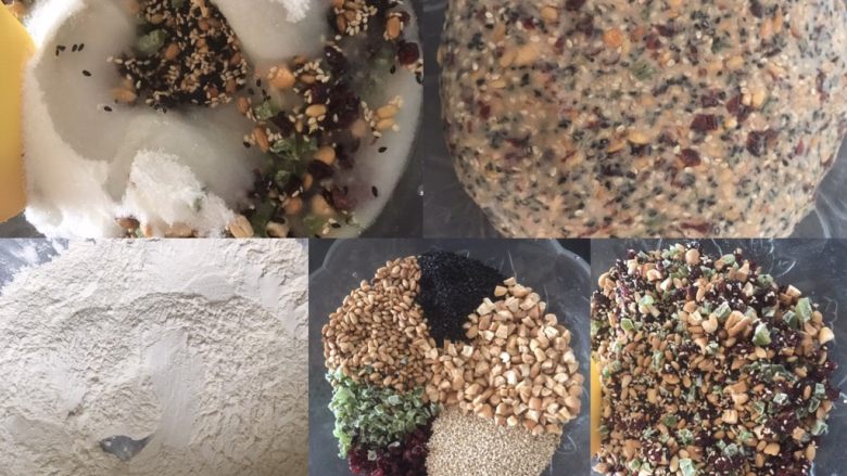 广式五仁月饼,五仁馅制作,糯米粉先炒熟,炒至微微发黄就可以了,<a style='color:red;display:inline-block;' href='/shicai/ 109174'>蔓越莓干</a><a style='color:red;display:inline-block;' href='/shicai/ 11073'>猕猴桃干</a>切碎,<a style='color:red;display:inline-block;' href='/shicai/ 669'>腰果</a>剪成小粒,<a style='color:red;display:inline-block;' href='/shicai/ 109174'>蔓越莓干</a>,<a style='color:red;display:inline-block;' href='/shicai/ 11073'>猕猴桃干</a>,<a style='color:red;display:inline-block;' href='/shicai/ 678'>白芝麻</a>,<a style='color:red;display:inline-block;' href='/shicai/ 668'>黑芝麻</a>,<a style='color:red;display:inline-block;' href='/shicai/ 670'>松子</a>,<a style='color:red;display:inline-block;' href='/shicai/ 669'>腰果</a>放入盆中先混合均匀,然后放入<a style='color:red;display:inline-block;' href='/shicai/ 140122'>玉米油</a>,<a style='color:red;display:inline-block;' href='/shicai/ 156925'>水</a>,白酒,细砂糖搅拌均匀后加入熟糯米粉搅拌,糯米粉要分几次加,搅拌均匀后盖保鲜膜松弛一个小时,松弛结束后能捏成团就可以了,制作好的五仁馅如果用不完可以冷冻保存,下次用之前取出常温解冻即可
