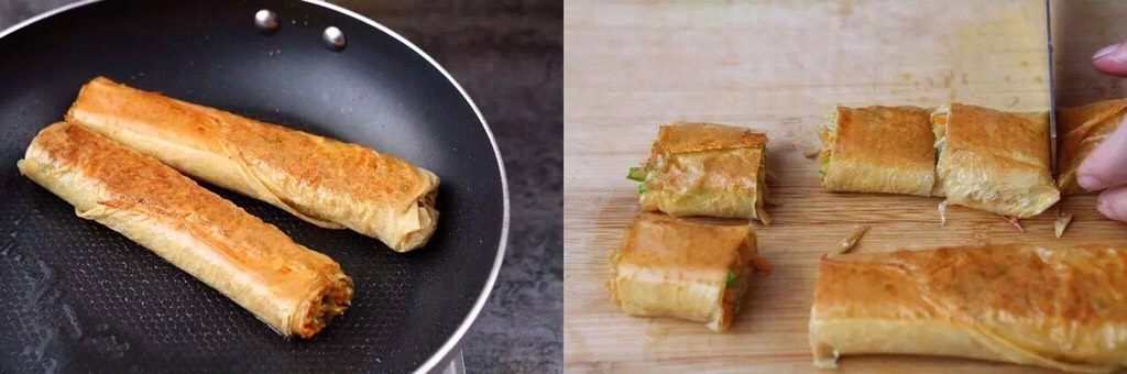 有个省事的招做豆腐皮?我好像瘦不下去了……腐皮杂蔬卷,煎至凉面金黄,用生抽、香油、胡椒粉调一碗酱汁,大火烧开后小火收汁,切成自己喜欢的形状摆盘