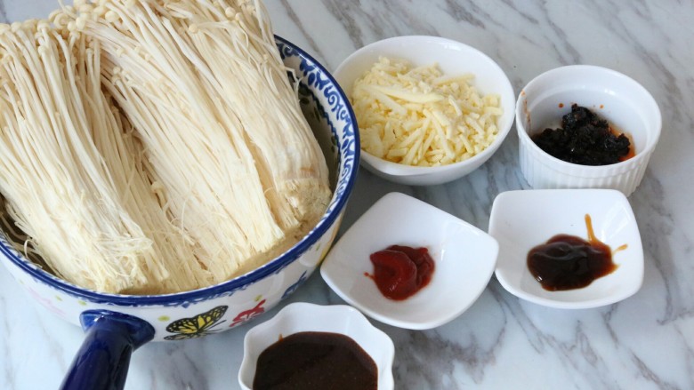 芝士金针菇(中西合璧的美食),准备食材