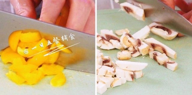 迷你披萨/咸味蛋挞,蔬菜全部洗干净后切碎。蔬菜选出水少点的,如果放水果也一样选不大的。