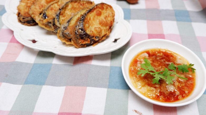 农家炸茄饼儿,蘸食