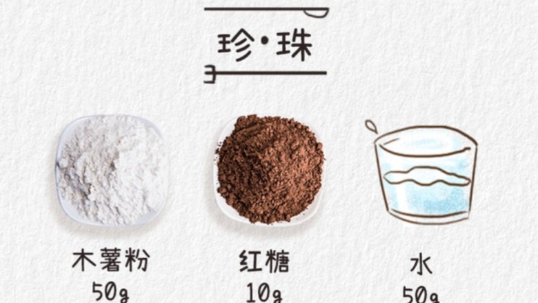 珍珠奶茶,珍珠所需材料如图