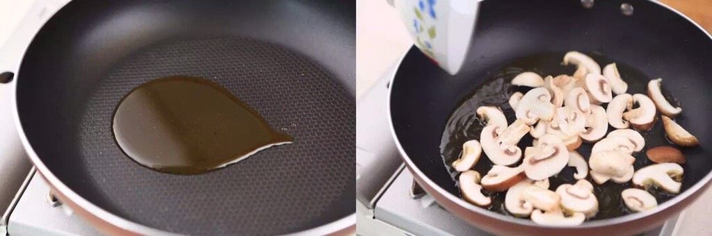 常见蔬菜熬出一锅鲜,让你餐桌上的汤不再单调!,热锅倒入菜籽油,煎香菇和白蘑菇
