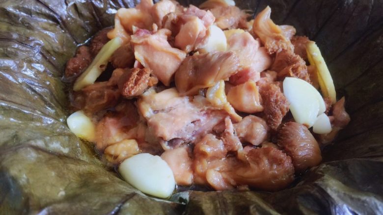荷香蒸猴头菇鸡腿肉(附如何清洗猴头菇),成品