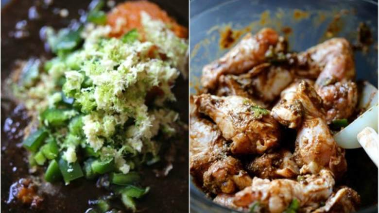 吃鸡+南瓜蜂蜜生姜烤鸡翅,混合香脂醋 ,新鲜生姜 ,南瓜泥 ,哈勒佩纽辣椒丁,咖喱 ,香菜,土茴香和酸橙 ,根据您的喜好加入盐和胡椒