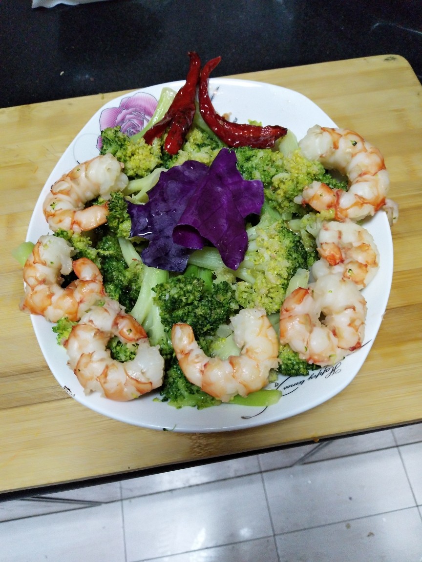 大虾炒西兰花