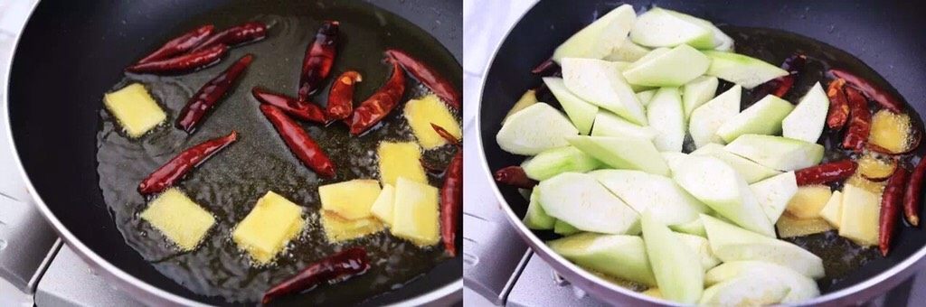 负责任的告诉你,饿的时候看这锅菜能一口气吃2碗饭!?
水煮鲜蔬,继续加入生姜爆香,再加入丝瓜