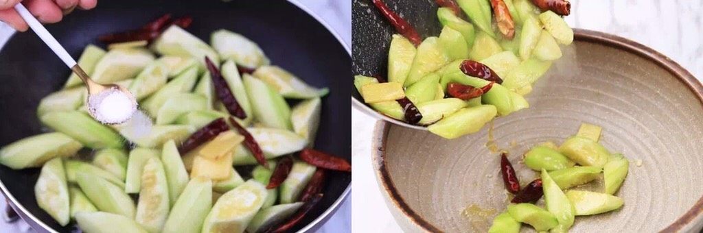 负责任的告诉你,饿的时候看这锅菜能一口气吃2碗饭!?
水煮鲜蔬,炒至熟透加盐调味,翻炒均匀后倒入盘中待用