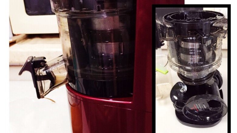 苦瓜果蔬汁,因为考虑到苹果易氧化，我是按照梨-苦瓜-苹果，这样的顺序放入榨汁机的。
果汁出自惠人，我用了粗网，略带少量果肉，喜欢纯果汁的小伙伴可以改用细网。