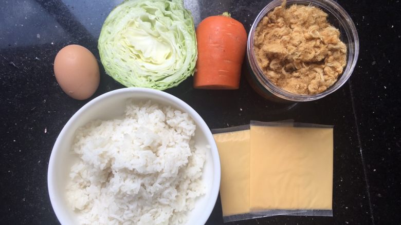 芝士肉松饭团,准备所有食材