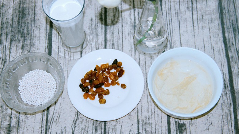 西米蜜豆椰汁糕,食材集合