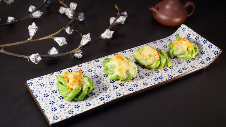 芝士肉末烤豇豆,16.成品出炉,是不是很漂亮很优雅呢