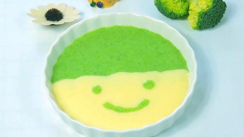 西兰花蛋黄米糊 宝宝辅食，好看好吃好营养