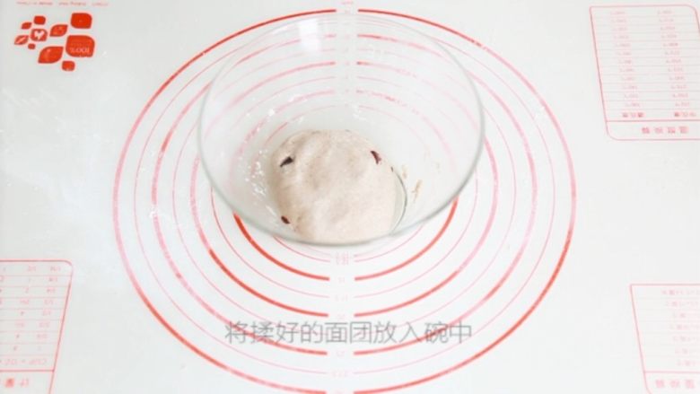全麦蔓越莓欧包,揉成面团,放入碗中