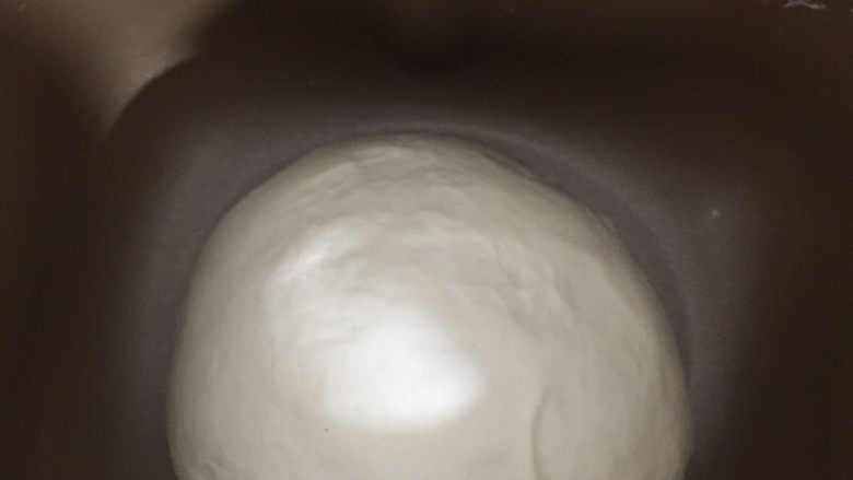 云朵蘑菇包,慢慢收圆放进面包机桶内开始进行基础发酵,因为我面包机刚工作过有温度所以我一发30分钟