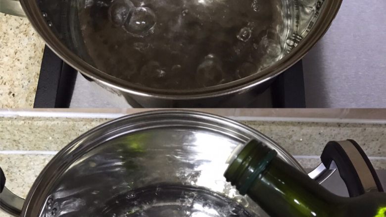 番茄酱培根意面,另取锅烧开水,加入适量的盐和橄榄油