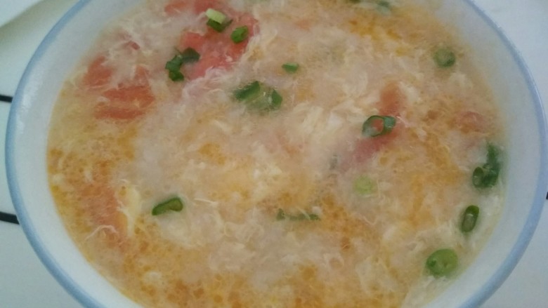 一碗汤+西红柿鸡蛋疙瘩汤,葱花可以换成香菜,蒜苗,都别有风味哦!