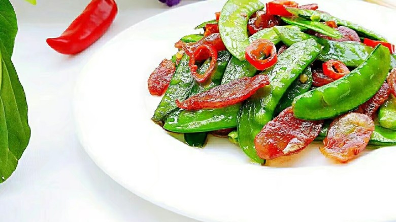 #咸食#腊肠炒荷兰豆,好好吃!