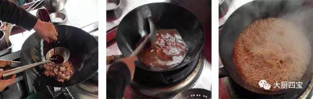 特色红烧排骨的家用做法~,倒入排骨煸炒,加入卤烧鲜翻炒后加入清水猛火烧制