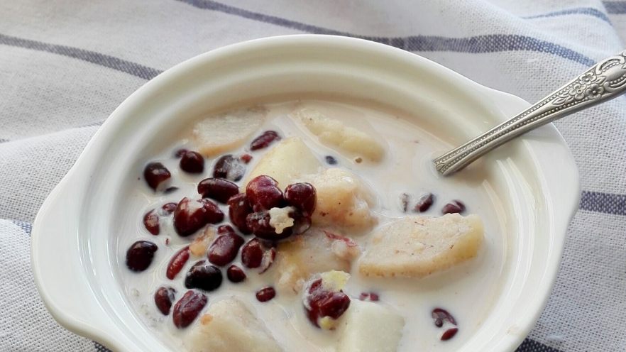 早餐+红豆芋艿牛奶炖