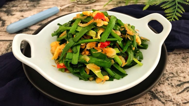 绿色美食~虾皮鸡蛋炒韭菜,用本地话说:好野味😋