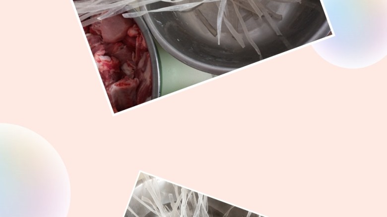 东北菜之排骨炖粉条,<a style='color:red;display:inline-block;' href='/shicai/ 10088'>宽粉</a>不易烂,洗干净后用温水泡软