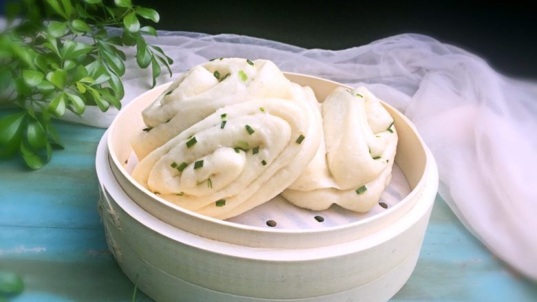 中式面点－－香葱花卷,完成，成品图。