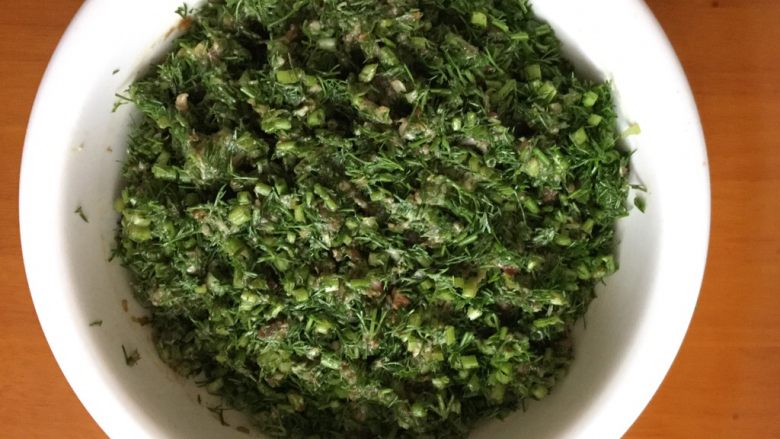 猪肉茴香馅饺子,在次搅拌均匀即可